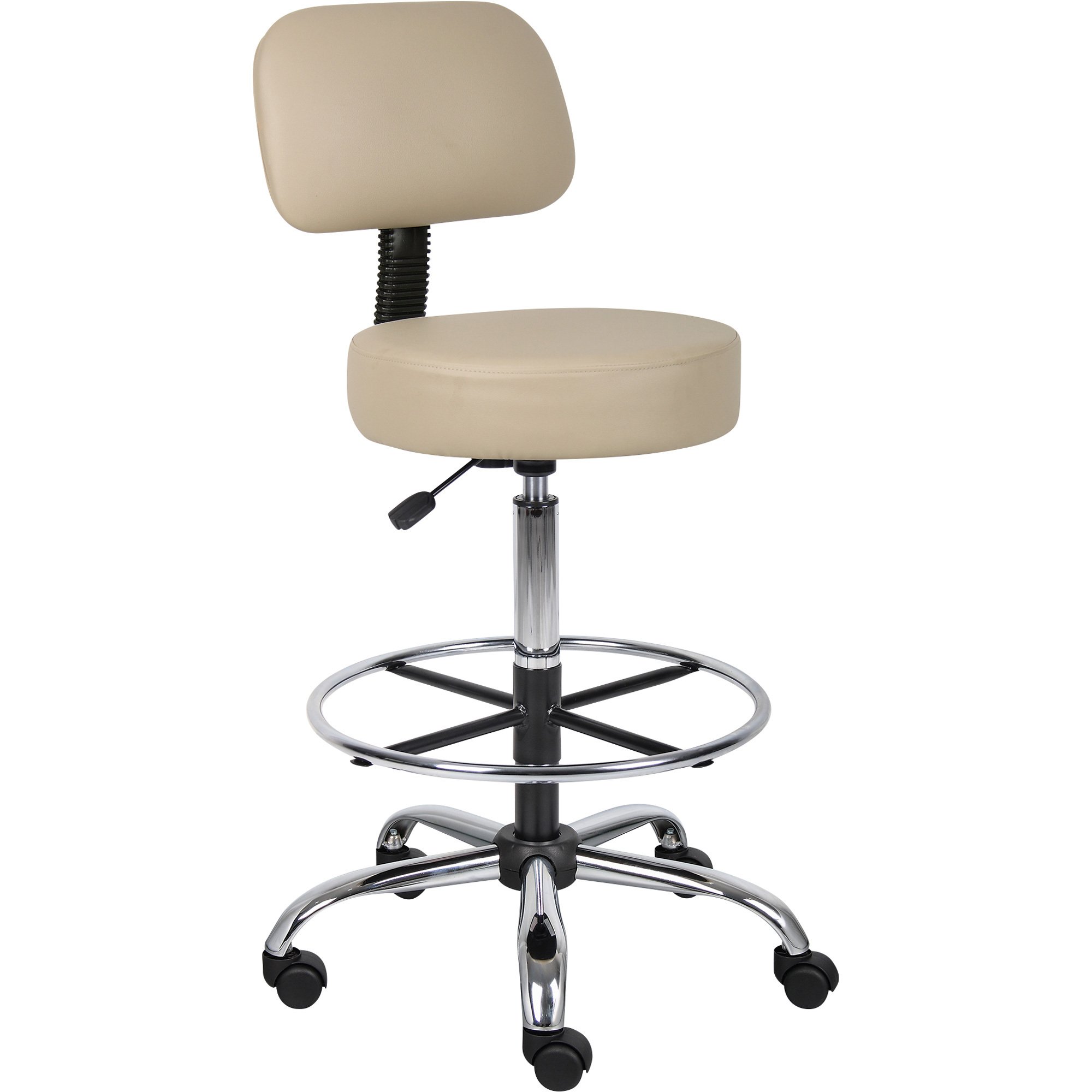 Norstar Medical Stool with Caresoft Vinyl Upholstery — 25in.W x 25in.D x 41–47in.H